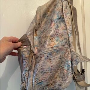 Free People Metallic opalescent genuine leather backpack